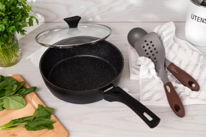 Ardesto Deep Fry pan with lid Gemini Livorno, 28cm, aluminium, black