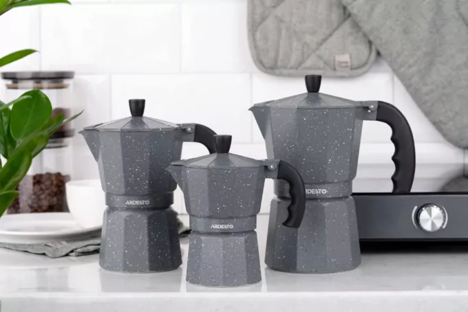 Ardesto Coffee Maker Gemini Molise, 0.15l, 3 cups, aluminum, grey