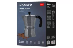 Гейзерная кофеварка Ardesto Gemini Molise, 0.4л, 9 чашек, алюминий, серый