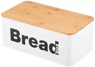 Ardesto Bread bin Midori 33х18х13cm, metal, bamboo, white