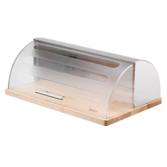 Хлебница Ardesto Gemini 39х27х15см, дерево, пластик, нержавіюча сталь