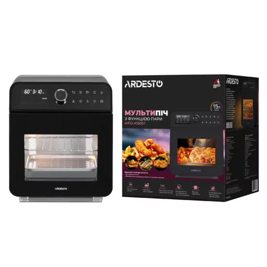 Ardesto air fryer, 2250W, bowl-15l, touch control, 40-220°C, metal/plastic, white-black