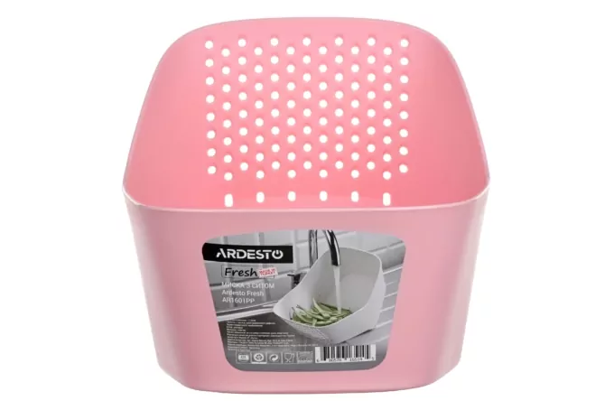 ARDESTO Миска з ситом Fresh, 3.7л, пластик, рожевий