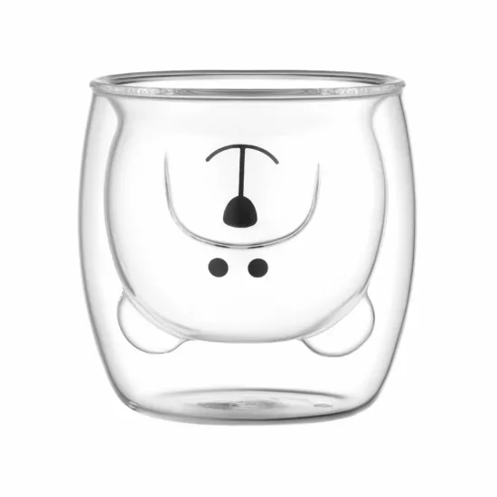 Ardesto Double wall mug set Animals, 250ml, 2pcs, borosilicate glass, transparent