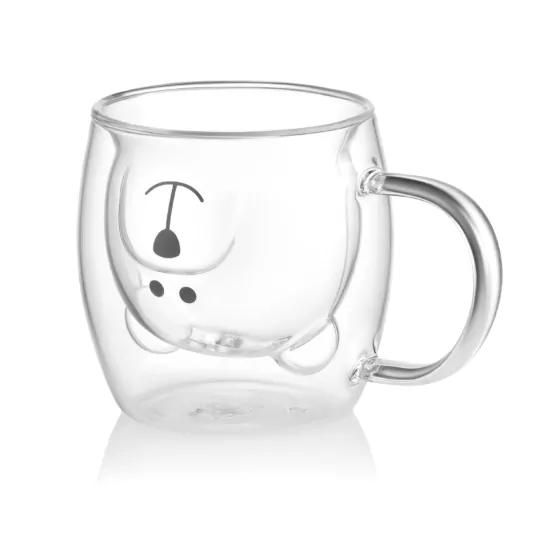 Набір чашок з ручками і подвійними стінками Ardesto Animals, 250мл, 2шт, боросилікатне скло, прозорий