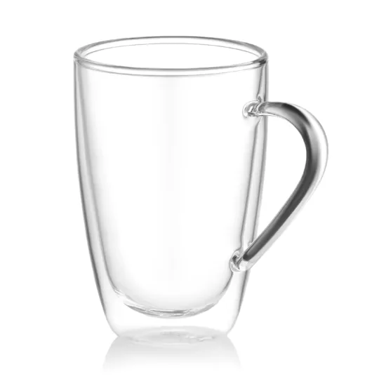 Ardesto Double wall mug set with handle, 330ml, 2pcs, borosilicate glass, transparent