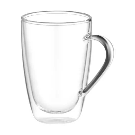 Ardesto Double wall mug set with handle, 330ml, 2pcs, borosilicate glass, transparent