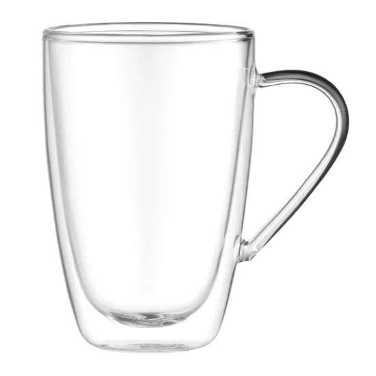 Ardesto Double wall mug set with handle, 330ml, 2pcs, borosilicate glass, transparent