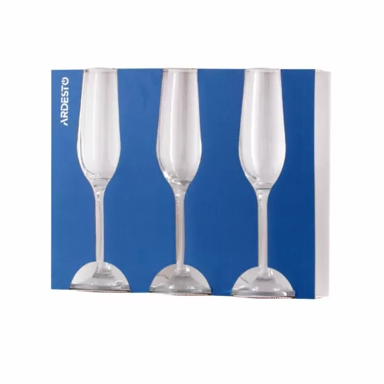 Champagne glasses set ARDESTO Gloria, 215ml, 3pcs, glass, transparent