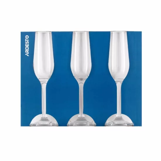 Champagne glasses set ARDESTO Gloria, 215ml, 3pcs, glass, transparent