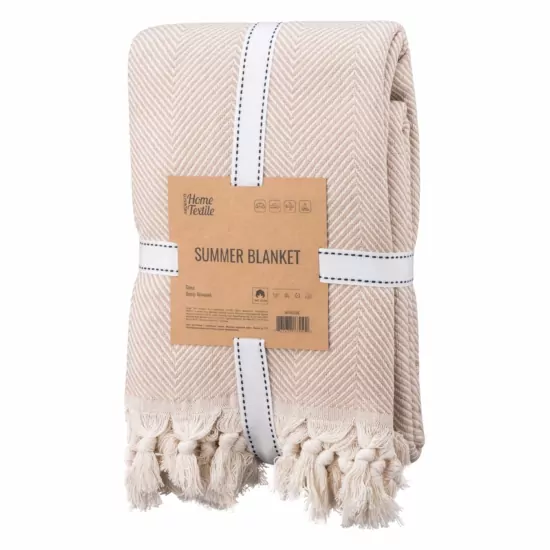 Summer blanket ARDESTO 210х230cm, 100% cotton, beige