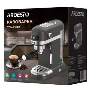 Кавоварка Ardesto  ріжкова 1.4л, мелена, ручний капучинатор, підігрів чашок, чорний