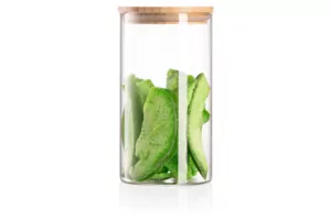 Ardesto Jar Midori, 760ml, glass, bamboo, round, transparent