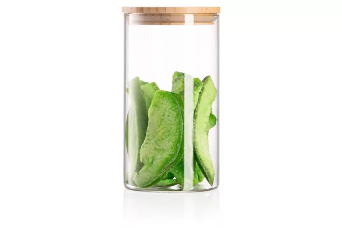 Ardesto Jar Midori, 760ml, glass, bamboo, round, transparent