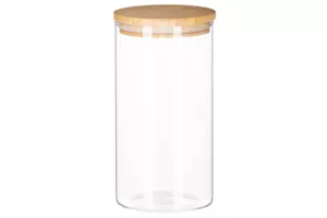 Ardesto Jar Midori, 760ml, glass, bamboo, round, transparent
