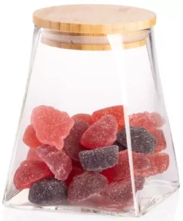 Банка для зберігання Ardesto Midori, 510мл, скло, бамбук, конусна, прозорий