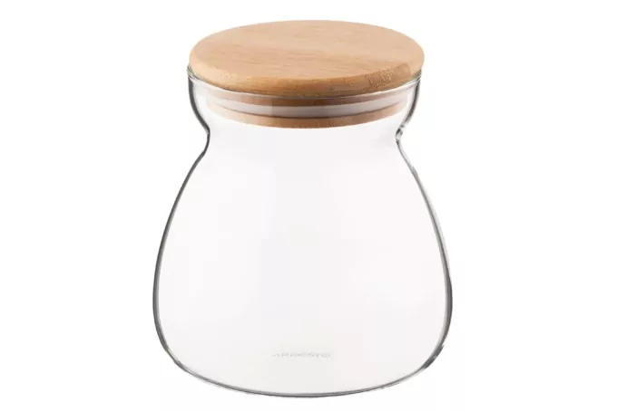 Банка для хранения Ardesto Fresh Hourglass, 700мл, стекло, бамбук, прозрачный