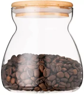 Банка для зберігання Ardesto Fresh Hourglass, 700мл, скло, бамбук, прозорий