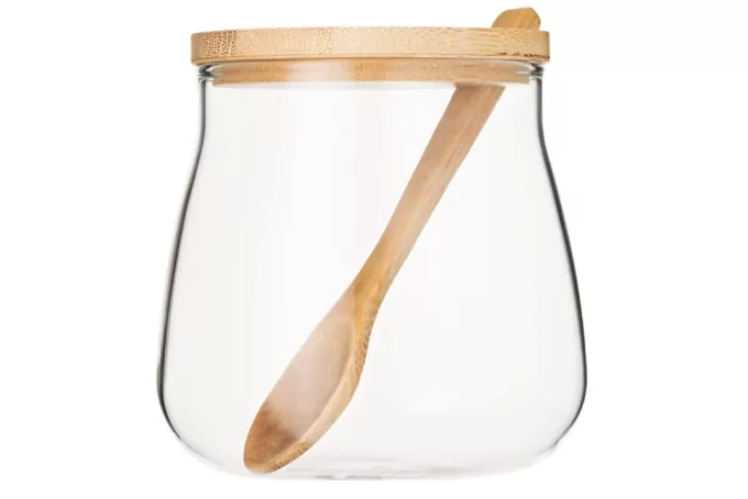 Ardesto Jar Midori Sugar, 500ml, glass, bamboo, transparent