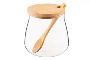 Ardesto Jar Midori Sugar, 500ml, glass, bamboo, transparent
