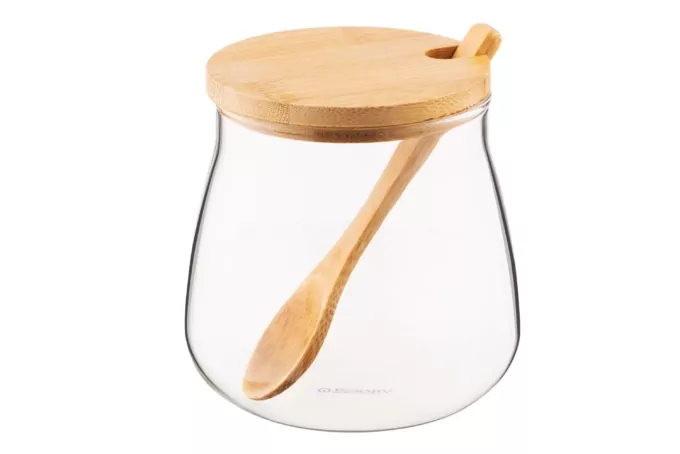 Ardesto Jar Midori Sugar, 500ml, glass, bamboo, transparent