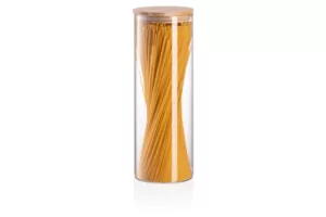 Банка для хранения Ardesto Midori, 1300мл, стекло, бамбук, круглая, прозрачный