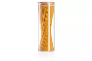 Банка для хранения Ardesto Midori, 1300мл, стекло, бамбук, круглая, прозрачный