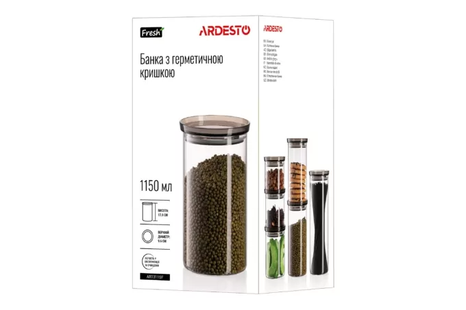 Ardesto Jar Fresh, 1150ml, glass, plastic, transparent