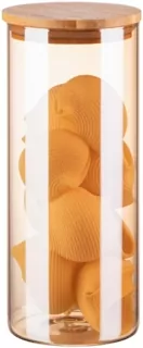 Банка для зберігання Ardesto Golden Moon, 1000мл, скло, бамбук, кругла, золотистий