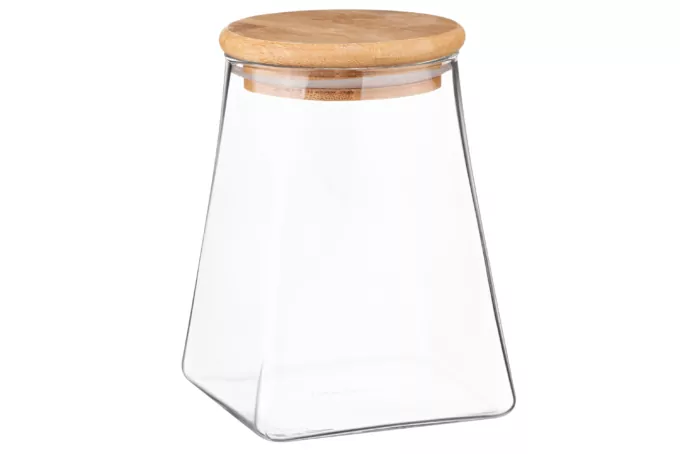 Банка для хранения ARDESTO Midori, 740мл, стекло, бамбук, конусная, прозрачный