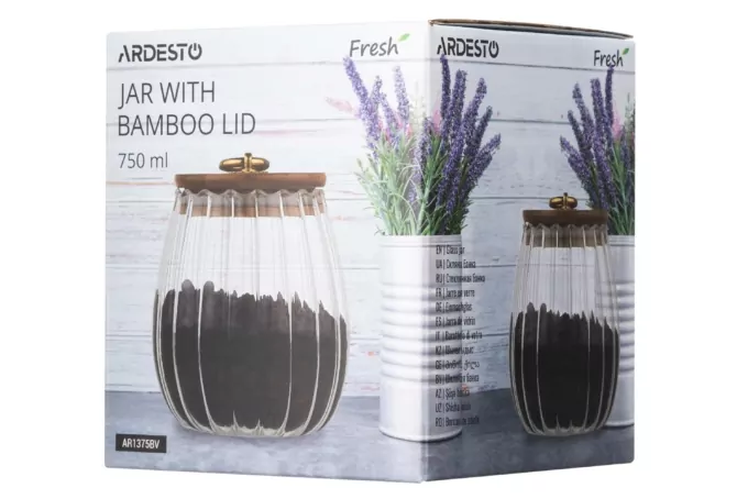 Ardesto Jar Fresh Vintage, 750ml, glass, bamboo, transparent