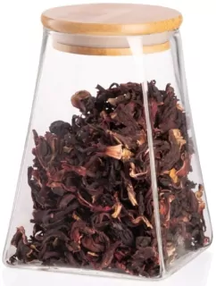 Банка для зберігання Ardesto Midori, 910мл, скло, бамбук, конусна, прозорий