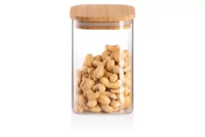 Ardesto Jar Midori, 480ml, glass, bamboo, square, transparent