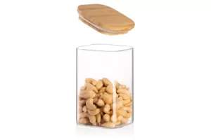 Ardesto Jar Midori, 480ml, glass, bamboo, square, transparent
