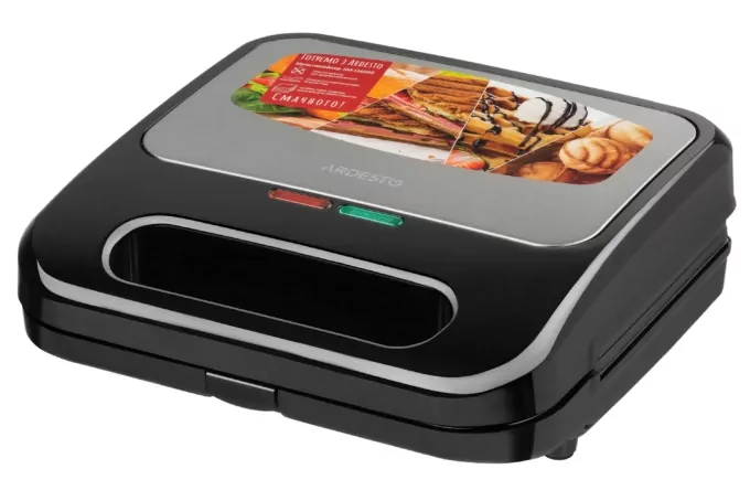 Мультимейкер ARDESTO 700Вт, алюминий, 4 пластины, корпус-нерж.сталь/пластик, черно-серебристый