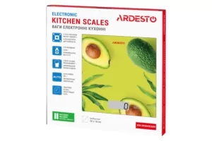 Ardesto scales for kitchen Avocado, 5кг, AAAx2 included, glass, colorful