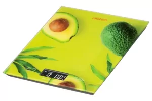 Ardesto scales for kitchen Avocado, 5кг, AAAx2 included, glass, colorful