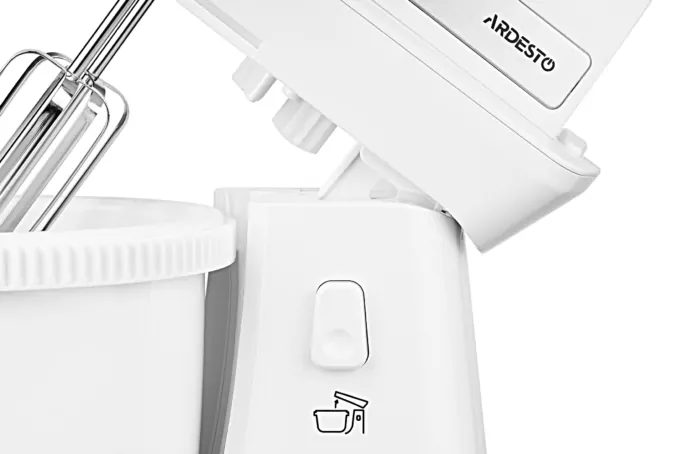 ARDESTO Миксер ручной с чашей, 500Вт, насадки-4, чаша-пластик, 3.2л, турборежим, белый