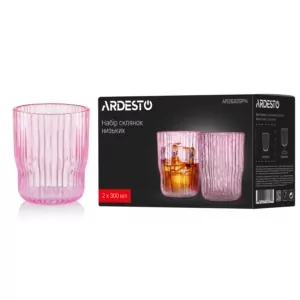 Набор стаканов низких Ardesto, 300мл, 2шт, стекло, розовый