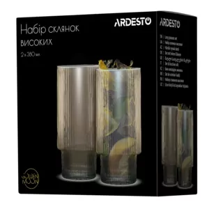 Набор стаканов высоких Ardesto, 380мл, 2шт, стекло, золотистый