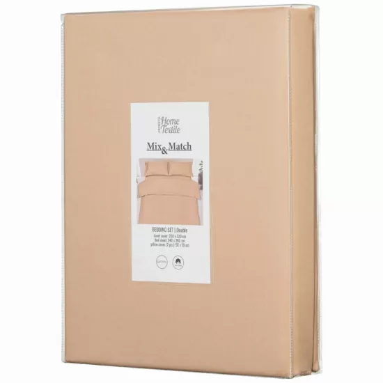КПБ 2.0сп ARDESTO Mix&Match, підковдра 200х220см, простирадло 240х260см, наволочки (2) 50х70см, 100% бавовна, сатин, бежевий