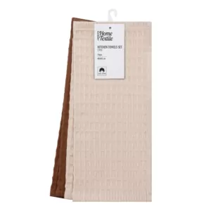 Набір рушників для кухні Ardesto Pique 40×60см, 2шт, 100% бавовна, молочний, коричневий