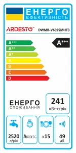 Посудомийна машина ARDESTO вбудовувана, 15компл., А+++, 60см, дисплей, 3й кошик, гігієн.обробка, авт.відкр.дверей, чорний