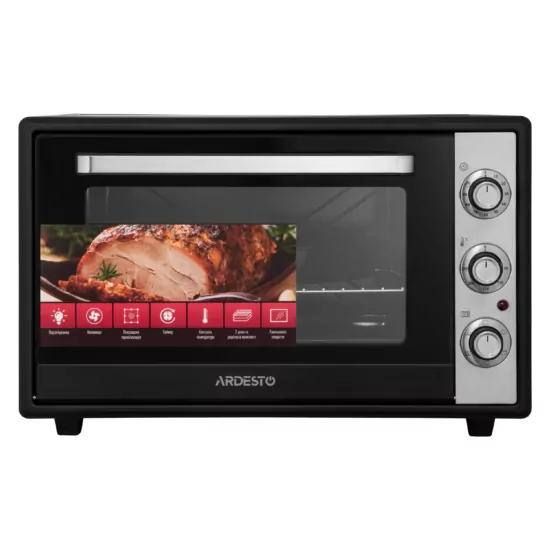 Electric oven ARDESTO, 60L, 2000W, mech., convection, double glass, black