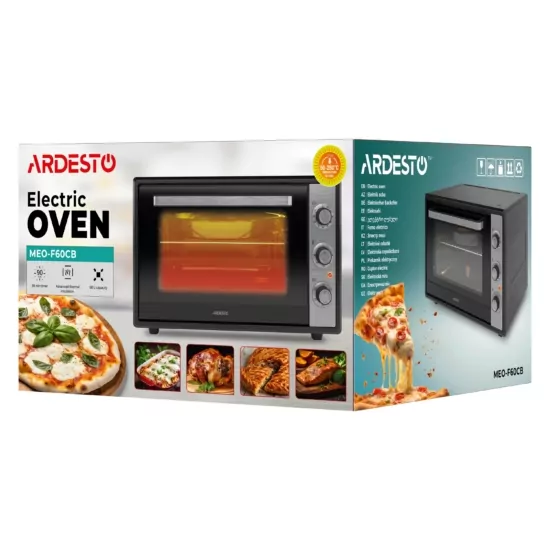 Electric oven ARDESTO, 60L, 2000W, mech., convection, double glass, black