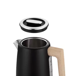Електрочайник Ardesto Wood Modern, 1.7л, метал, мат, Strix, чорний