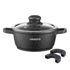Каструля зі скляною кришкою Ardesto Gemini Anzio, 1.2л, алюміній, чорний