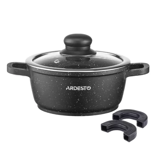 Каструля зі скляною кришкою Ardesto Gemini Anzio, 1.2л, алюміній, чорний