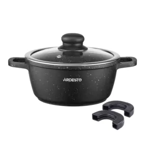 Кастрюля со стеклянной крышкой Ardesto Gemini Anzio, 1.8л, алюминий, черный
