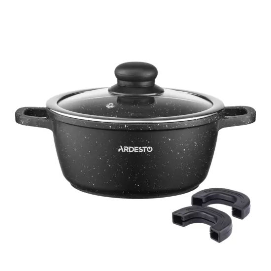 Кастрюля со стеклянной крышкой Ardesto Gemini Anzio, 1.8л, алюминий, черный